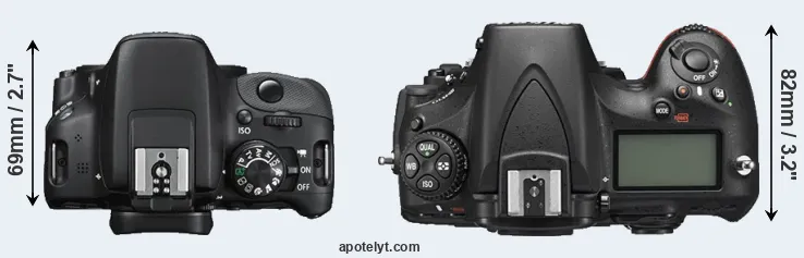 Compare 100D versus D810 top