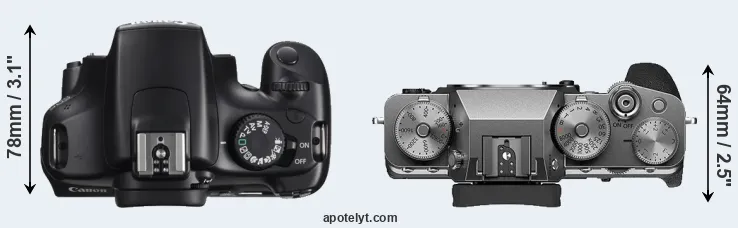 Compare 1100D versus X-T4 top