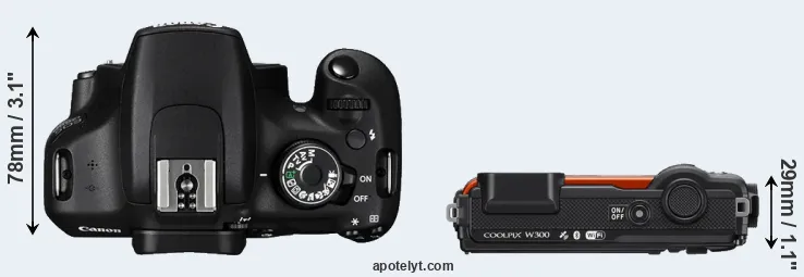 Compare 1200D versus W300 top