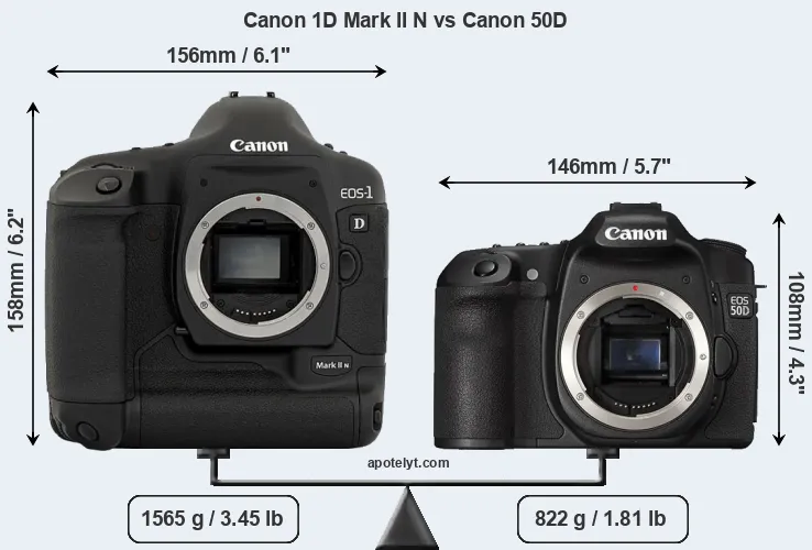 Size Canon 1D Mark II N vs Canon 50D