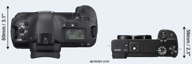 Compare 1D Mark II N versus A6100 top