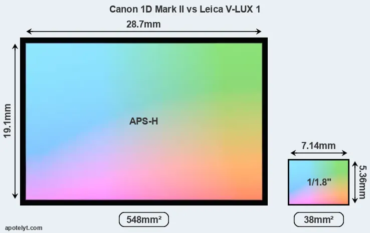 Canon 1D Mark II and Leica V-LUX 1 sensor measures