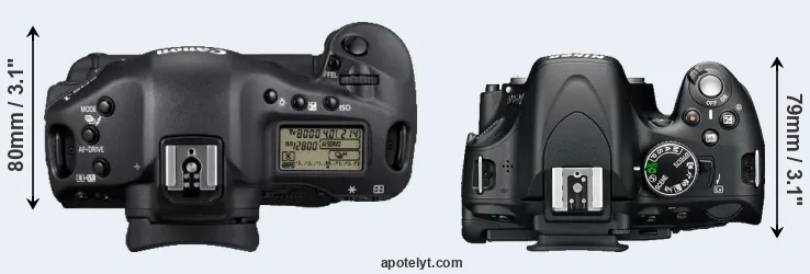 Compare 1D Mark IV versus D5100 top