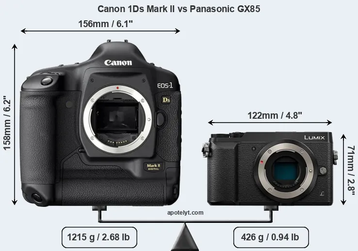 Size Canon 1Ds Mark II vs Panasonic GX85