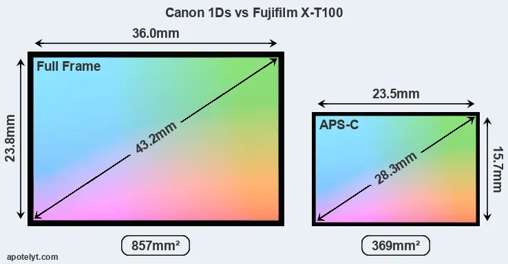 Canon 1Ds and Fujifilm X-T100 sensor measures