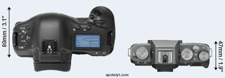 Compare 1Ds versus X-T100 top