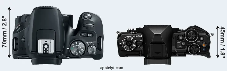 Compare 200D versus E-M5 II top