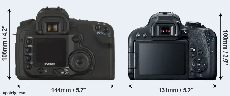 Comparison 20D or 800D rear