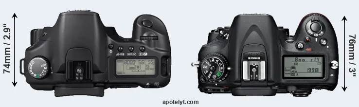 Compare 30D versus D7100 top