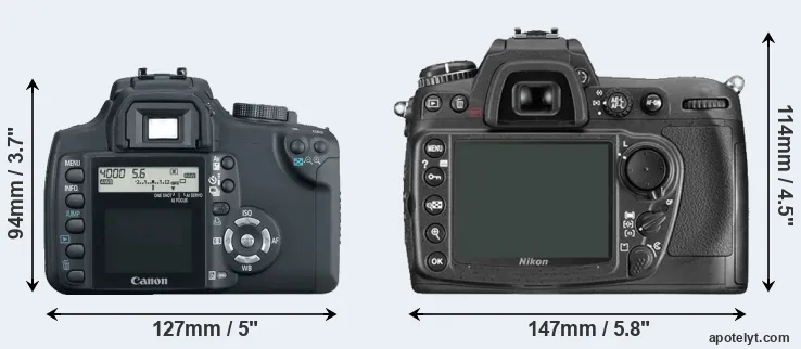 Comparison 350D or D300 rear