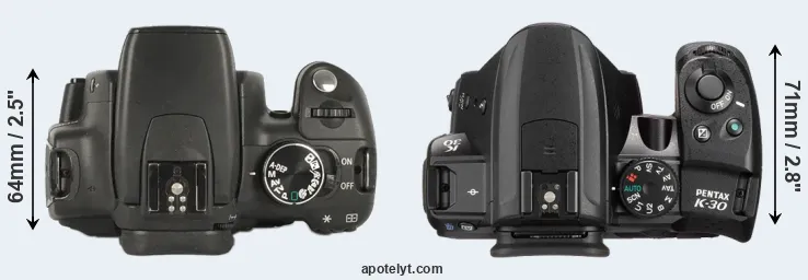 Compare 350D versus K-30 top