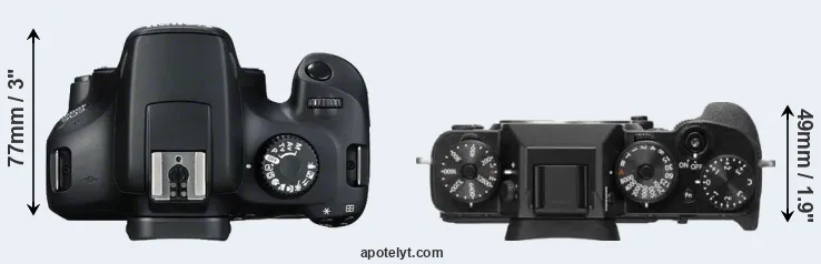 Compare 4000D versus X-T2 top