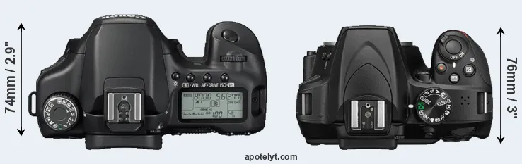 Compare 40D versus D3400 top