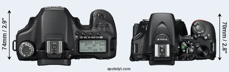 Compare 40D versus D5600 top