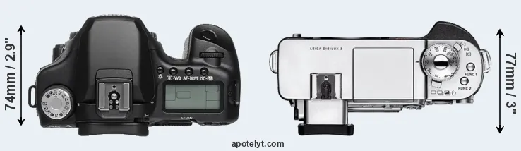 Compare 50D versus Digilux 3 top