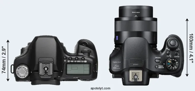 Compare 50D versus HX400V top