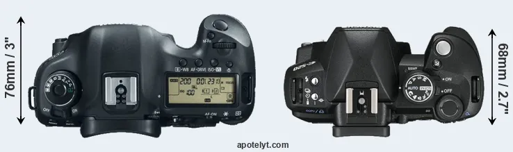 Compare 5D Mark III versus E-520 top