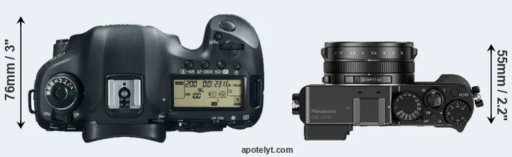 Compare 5D Mark III versus LX100 top