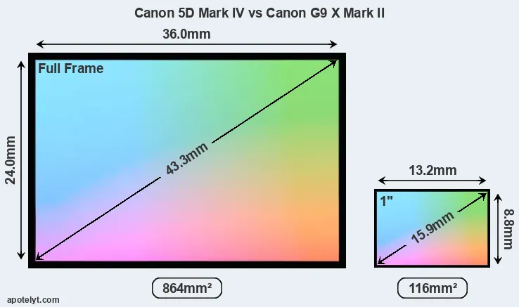 Canon 5D Mark IV and Canon G9 X Mark II sensor measures
