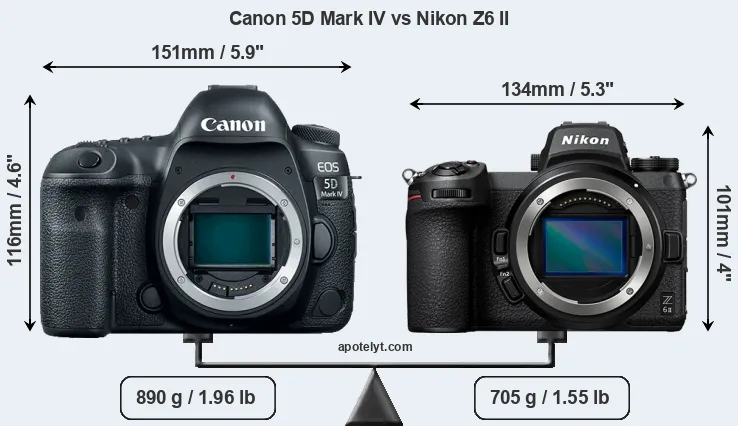 Size Canon 5D Mark IV vs Nikon Z6 II