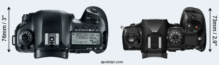 Compare 5D Mark IV versus OM-1 top