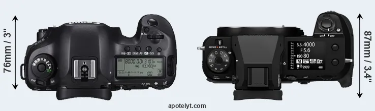 Compare 5DS R versus GFX 100S II top