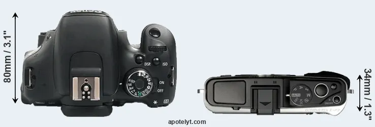 Compare 600D versus E-P3 top