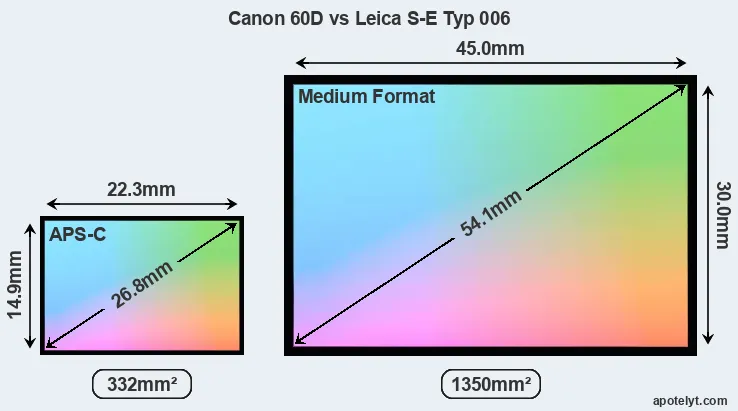 Canon 60D and Leica S-E Typ 006 sensor measures