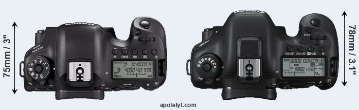 Compare 6D Mark II versus 7D Mark II top