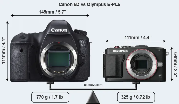 Size Canon 6D vs Olympus E-PL6