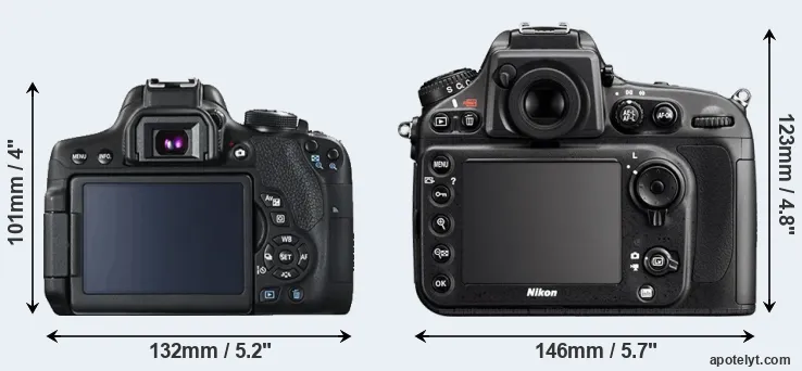 Comparison 750D or D800 rear
