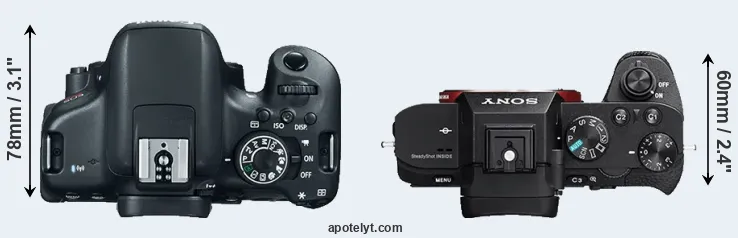 Compare 750D versus A7R II top