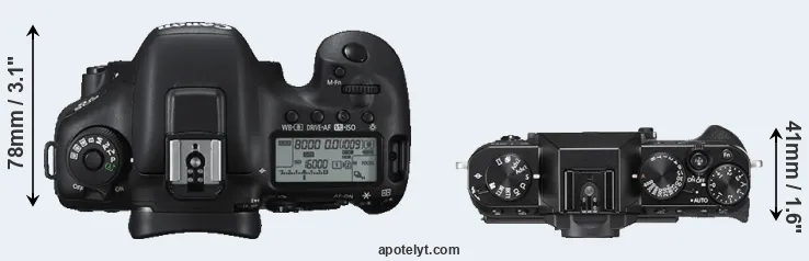 Compare 7D Mark II versus X-T20 top