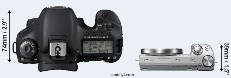 Compare 7D versus NEX-5T top