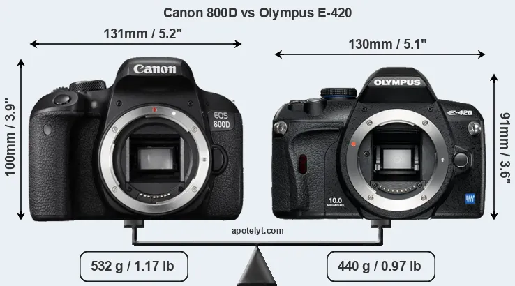 Size Canon 800D vs Olympus E-420