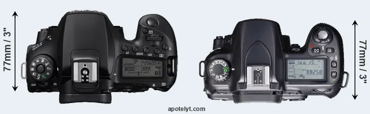 Compare 90D versus D80 top