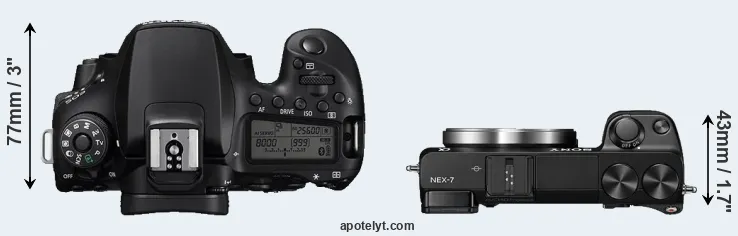 Compare 90D versus NEX-7 top