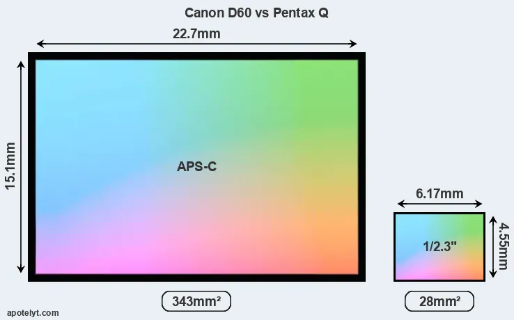 Canon D60 and Pentax Q sensor measures