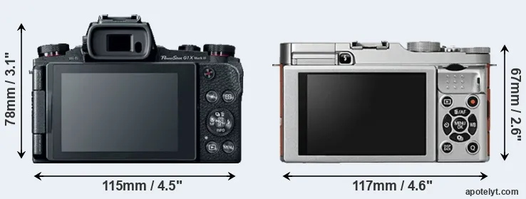 Comparison G1X Mark III or X-A2 rear