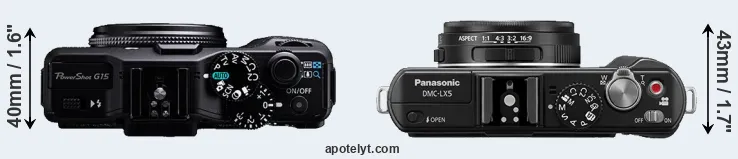Compare G15 versus LX5 top