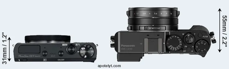Compare G9X Mark II versus LX100 top