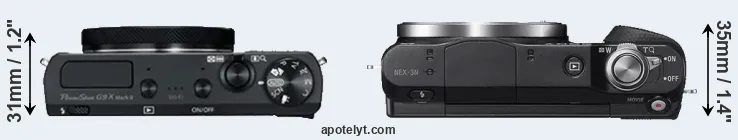 Compare G9X Mark II versus NEX-3N top