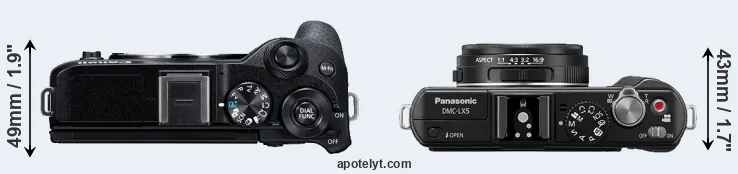 Compare M6 Mark II versus LX5 top