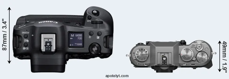Compare R3 versus X-T50 top