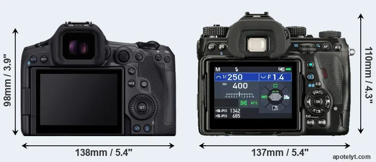 Comparison R5 Mark II or K-1 II rear