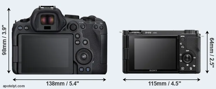 Comparison R6 Mark II or ZV-E10 rear