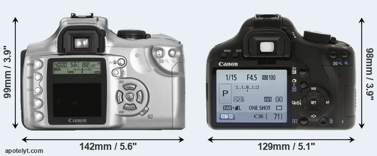 Comparison Rebel or T1i rear