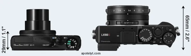 Compare S120 versus LX100 II top