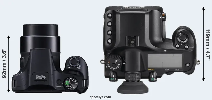 Compare SX520 versus 645D top