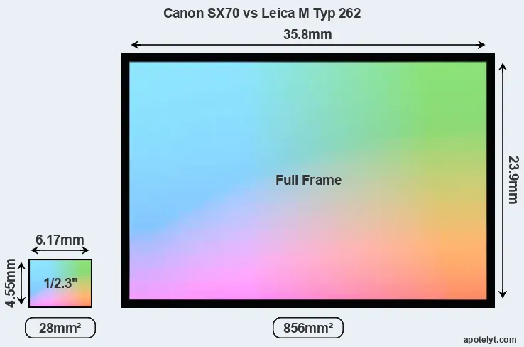 Canon SX70 and Leica M Typ 262 sensor measures